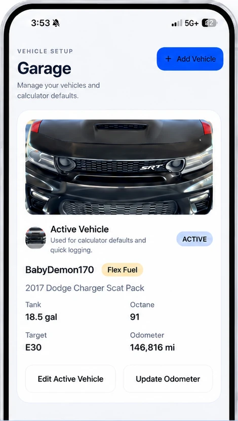 Vehicle garage example in 85Blends